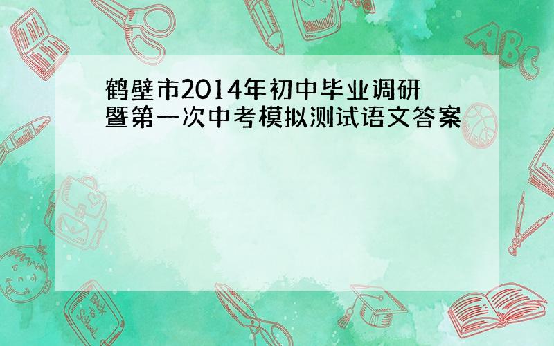 鹤壁市2014年初中毕业调研暨第一次中考模拟测试语文答案