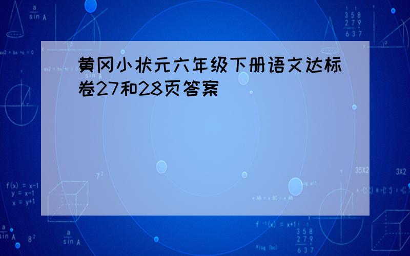 黄冈小状元六年级下册语文达标卷27和28页答案