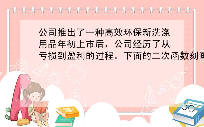 公司推出了一种高效环保新洗涤用品年初上市后，公司经历了从亏损到盈利的过程。下面的二次函数刻画了该公司