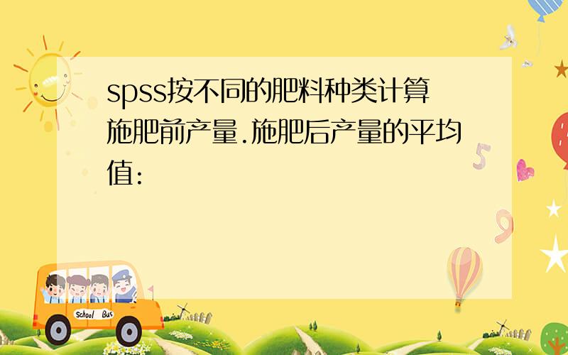 spss按不同的肥料种类计算施肥前产量.施肥后产量的平均值: