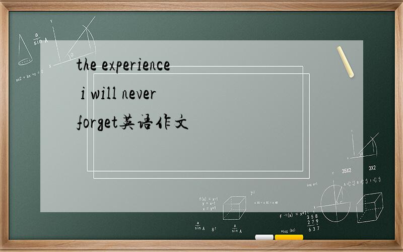 the experience i will never forget英语作文