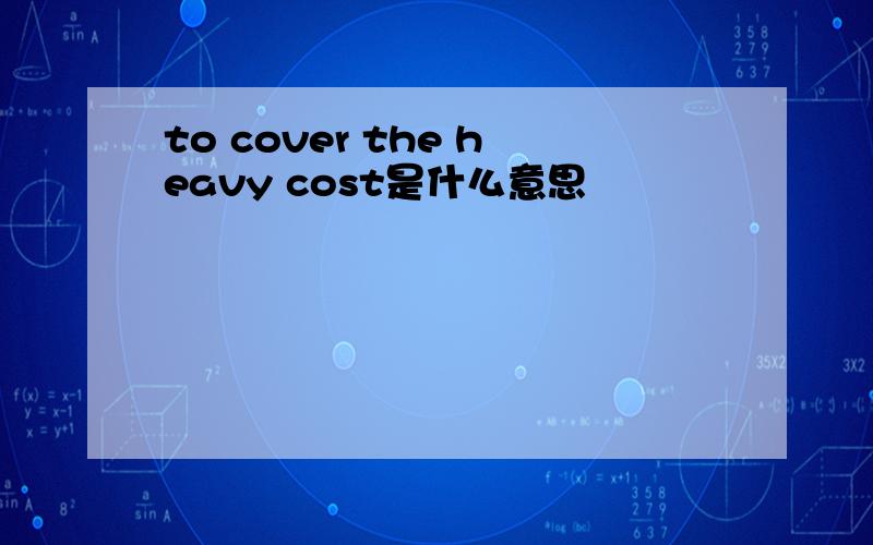 to cover the heavy cost是什么意思