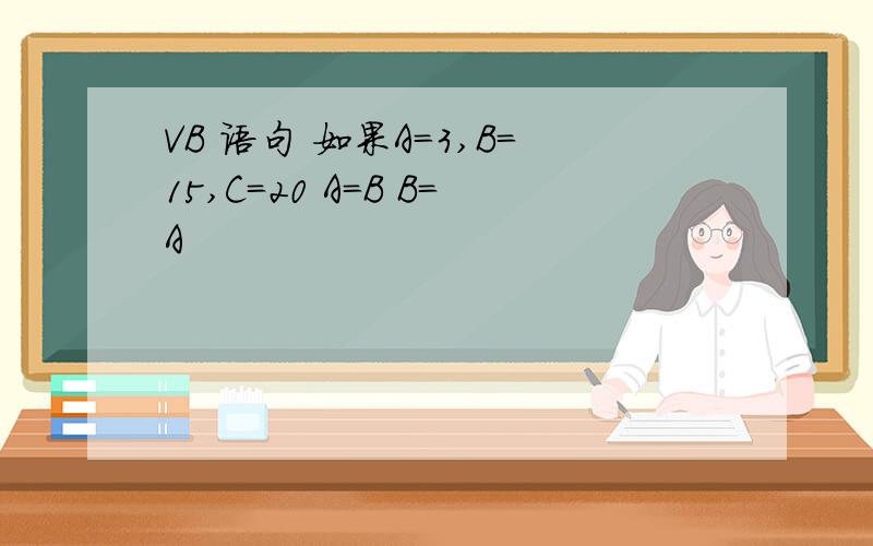 VB 语句 如果A=3,B=15,C=20 A=B B=A