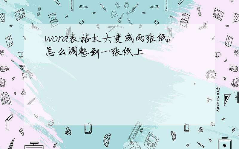 word表格太大变成两张纸,怎么调整到一张纸上