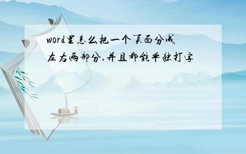 word里怎么把一个页面分成左右两部分,并且都能单独打字