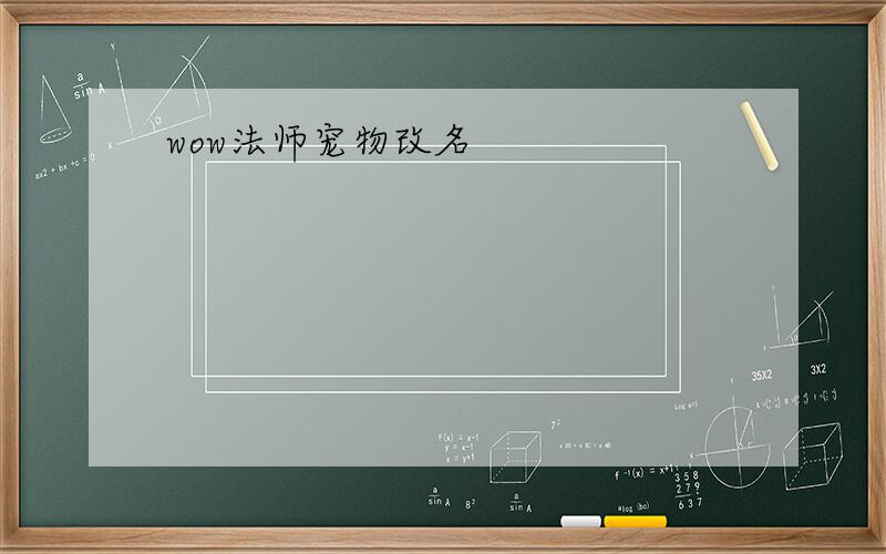 wow法师宠物改名