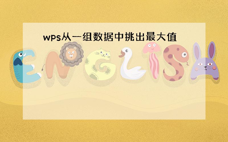 wps从一组数据中挑出最大值