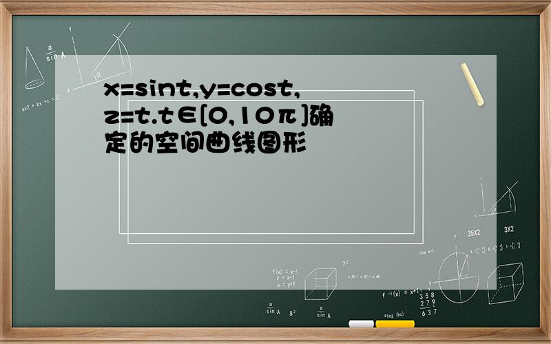 x=sint,y=cost,z=t.t∈[0,10π]确定的空间曲线图形