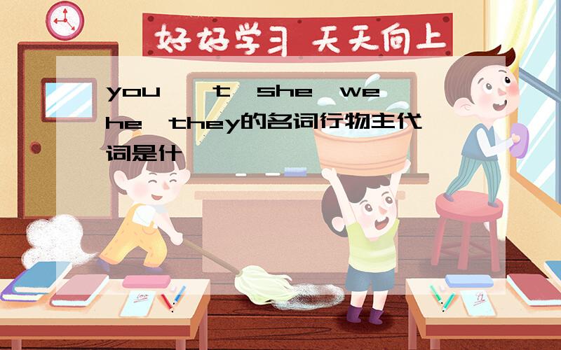 you,ⅰt,she,we,he,they的名词行物主代词是什