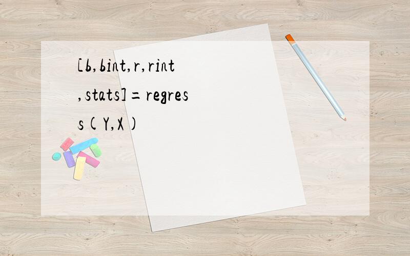 [b,bint,r,rint,stats]=regress(Y,X)