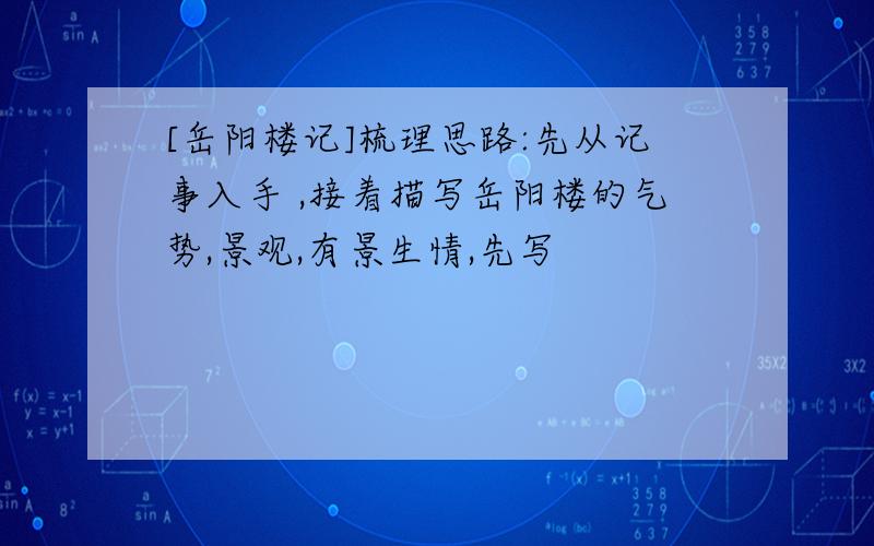 [岳阳楼记]梳理思路:先从记事入手 ,接着描写岳阳楼的气势,景观,有景生情,先写