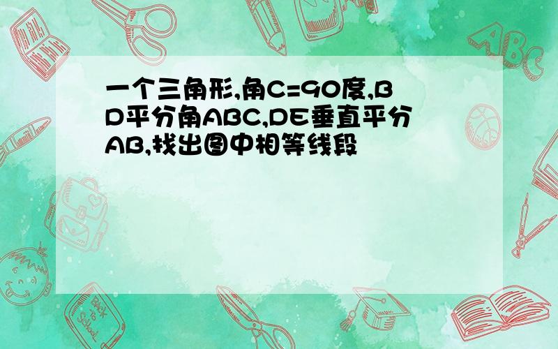 一个三角形,角C=90度,BD平分角ABC,DE垂直平分AB,找出图中相等线段