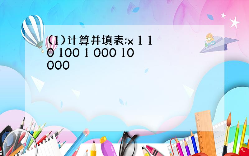 (1)计算并填表:x 1 10 100 1 000 10000