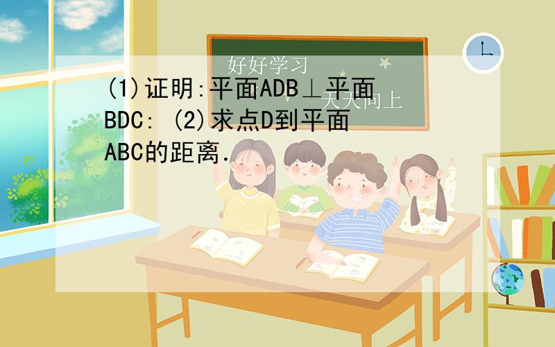 (1)证明:平面ADB⊥平面BDC: (2)求点D到平面ABC的距离．