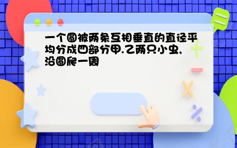 一个圆被两条互相垂直的直径平均分成四部分甲.乙两只小虫,沿圆爬一周