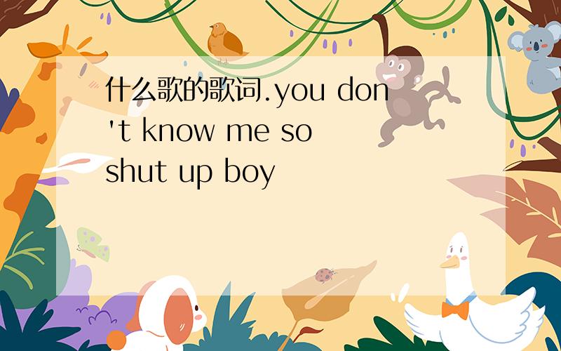 什么歌的歌词.you don't know me so shut up boy