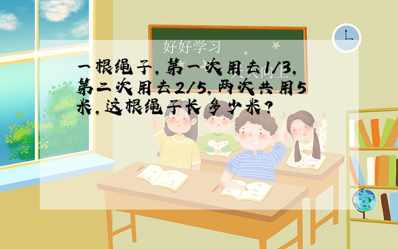 一根绳子,第一次用去1/3,第二次用去2/5,两次共用5米,这根绳子长多少米?