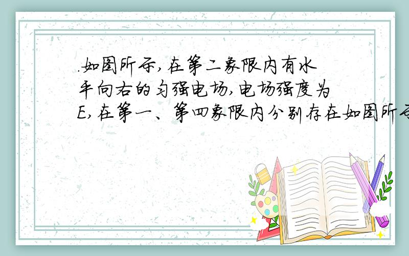 .如图所示,在第二象限内有水平向右的匀强电场,电场强度为E,在第一、第四象限内分别存在如图所示的匀强磁场,磁感应强度大小