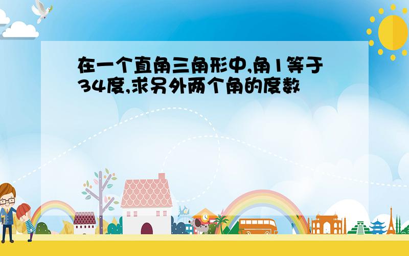 在一个直角三角形中,角1等于34度,求另外两个角的度数