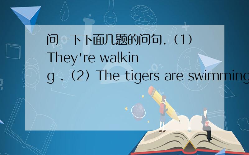 问一下下面几题的问句.（1）They're walking .（2）The tigers are swimming.(3