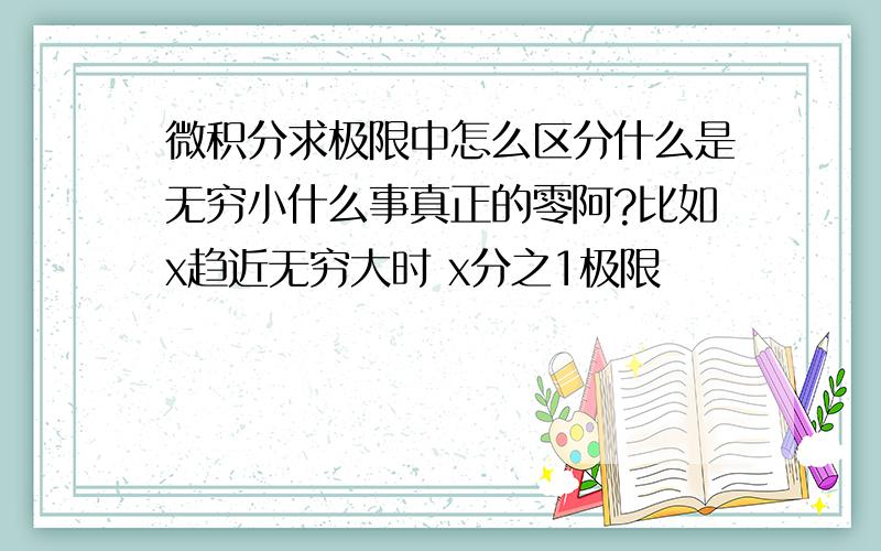 微积分求极限中怎么区分什么是无穷小什么事真正的零阿?比如x趋近无穷大时 x分之1极限