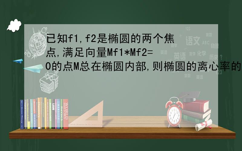 已知f1,f2是椭圆的两个焦点,满足向量Mf1*Mf2=0的点M总在椭圆内部,则椭圆的离心率的范围