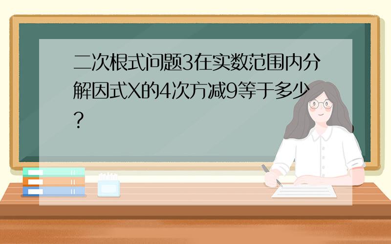 二次根式问题3在实数范围内分解因式X的4次方减9等于多少?