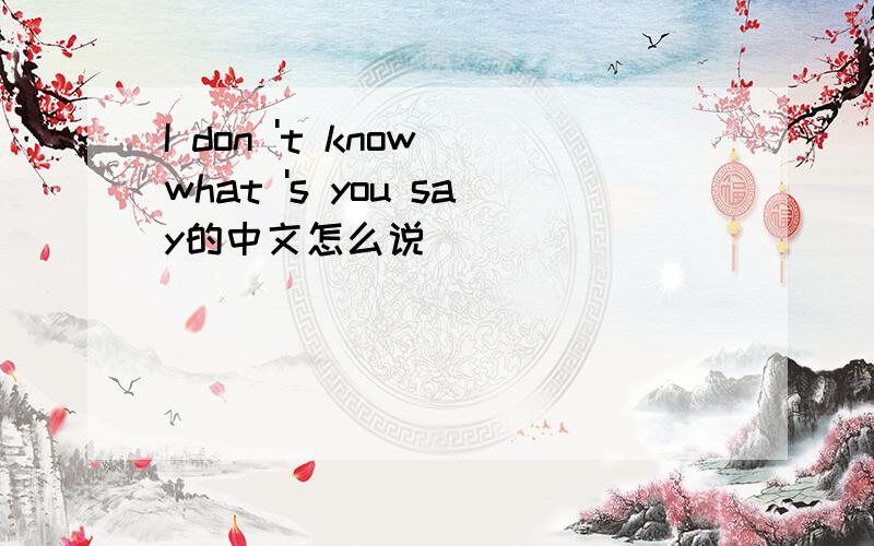 I don 't know what 's you say的中文怎么说