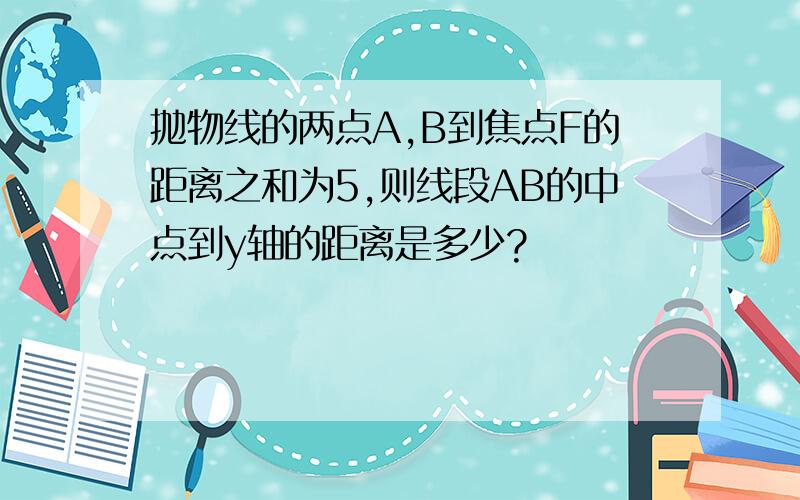 抛物线的两点A,B到焦点F的距离之和为5,则线段AB的中点到y轴的距离是多少?