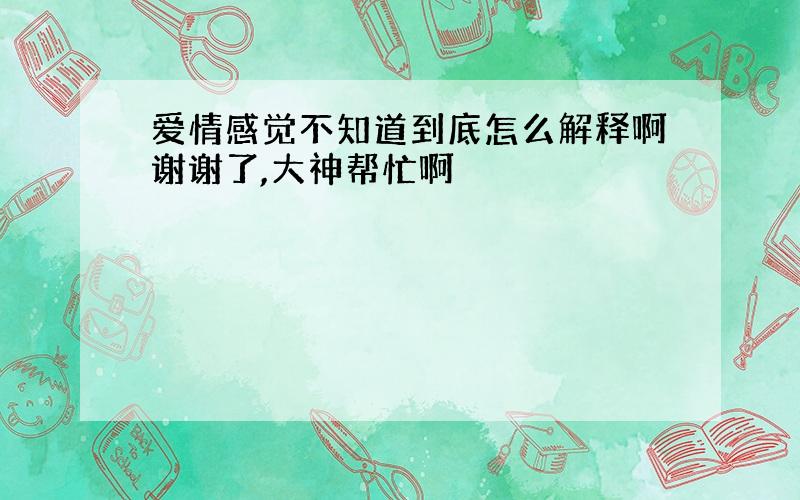 爱情感觉不知道到底怎么解释啊谢谢了,大神帮忙啊