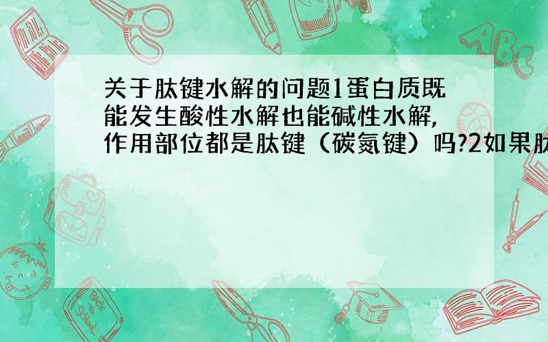 关于肽键水解的问题1蛋白质既能发生酸性水解也能碱性水解,作用部位都是肽键（碳氮键）吗?2如果肽键中的氮上的氢被烃基取代,