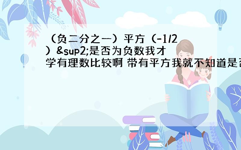 （负二分之一）平方（-1/2）²是否为负数我才学有理数比较啊 带有平方我就不知道是否是负数了