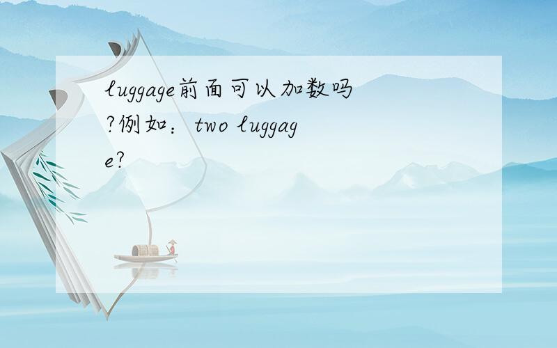 luggage前面可以加数吗?例如：two luggage?