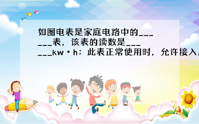 如图电表是家庭电路中的______表，该表的读数是______kw•h；此表正常使用时，允许接入用电器的最大功率是___