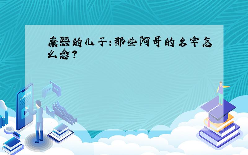 康熙的儿子：那些阿哥的名字怎么念?