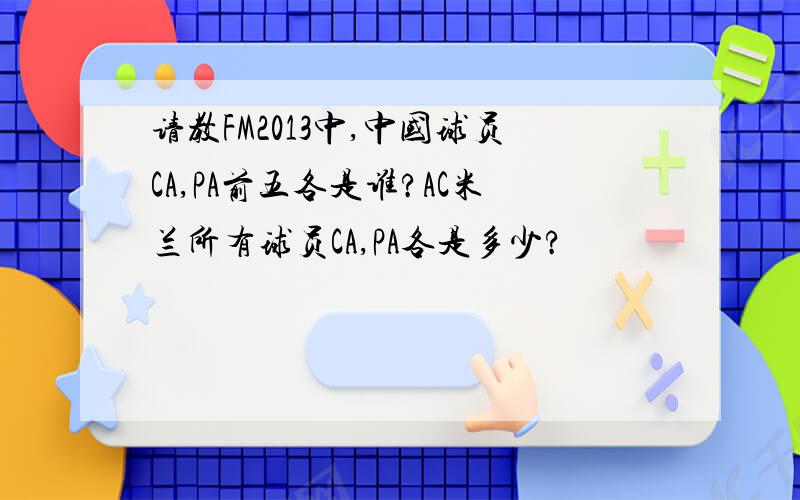 请教FM2013中,中国球员CA,PA前五各是谁?AC米兰所有球员CA,PA各是多少?