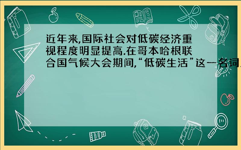 近年来,国际社会对低碳经济重视程度明显提高.在哥本哈根联合国气候大会期间,“低碳生活”这一名词又逐渐走进普通群众.最近的