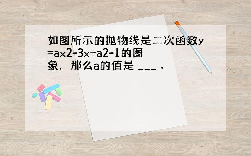 如图所示的抛物线是二次函数y=ax2-3x+a2-1的图象，那么a的值是 ___ ．