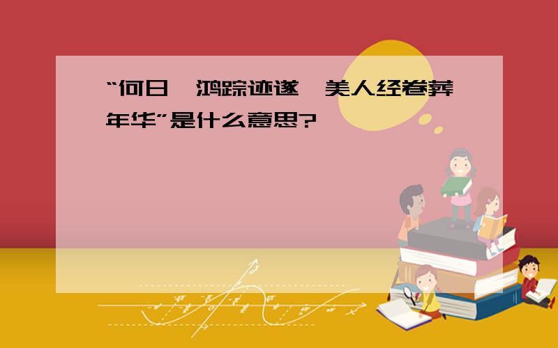 “何日冥鸿踪迹遂,美人经卷葬年华”是什么意思?