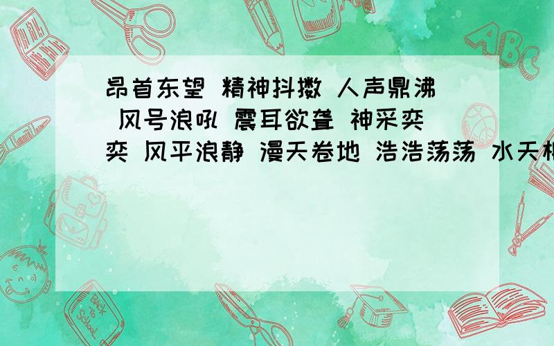 昂首东望 精神抖擞 人声鼎沸 风号浪吼 震耳欲聋 神采奕奕 风平浪静 漫天卷地 浩浩荡荡 水天相接