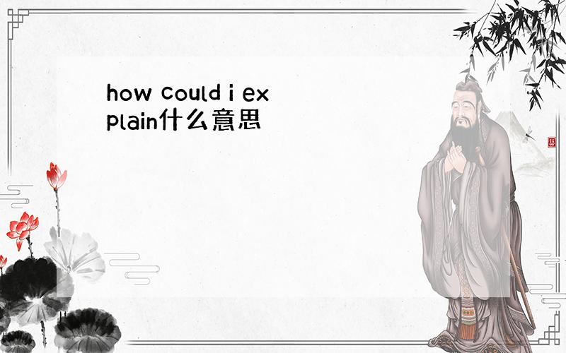 how could i explain什么意思