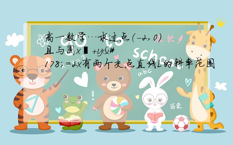 高一数学…求过点（-2,0）且与圆x²+y²=2x有两个交点直线L的斜率范围