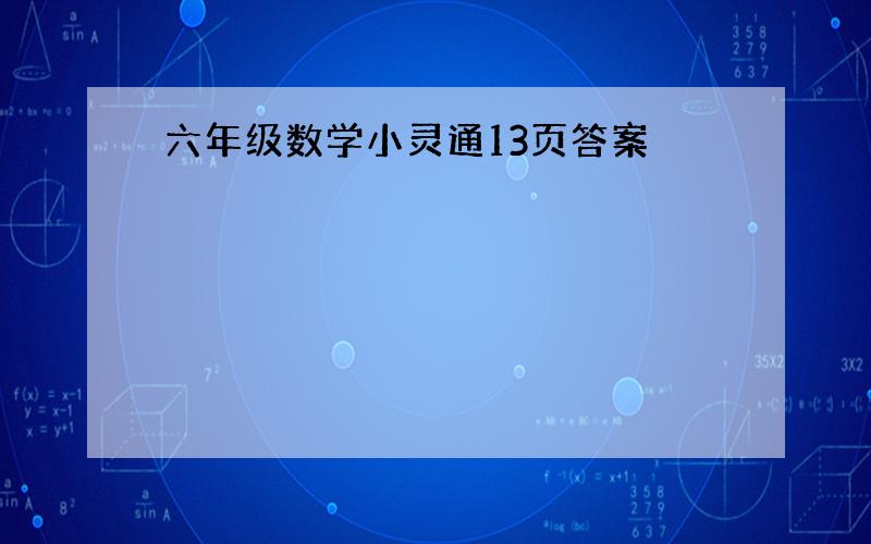 六年级数学小灵通13页答案