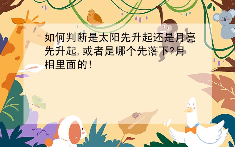 如何判断是太阳先升起还是月亮先升起,或者是哪个先落下?月相里面的!