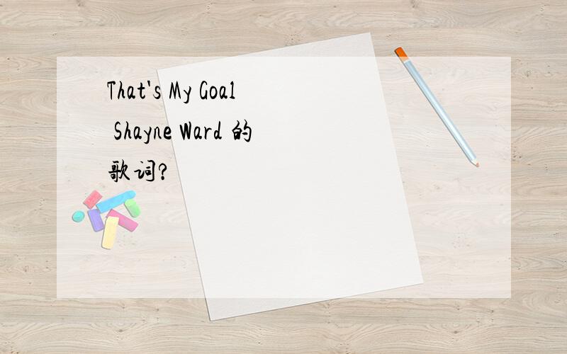 That's My Goal Shayne Ward 的歌词?