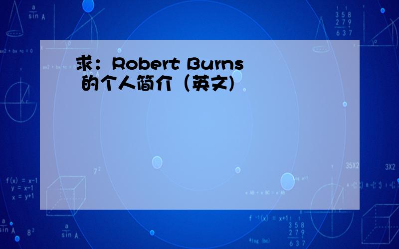 求：Robert Burns 的个人简介（英文)