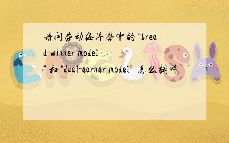 请问劳动经济学中的“bread-winner model”和“dual-earner model” 怎么翻译