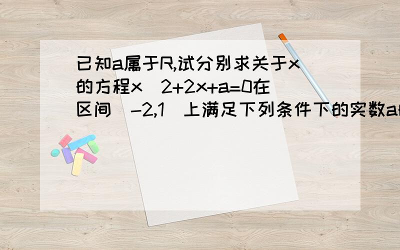 已知a属于R,试分别求关于x的方程x^2+2x+a=0在区间[-2,1]上满足下列条件下的实数a的取值范围.