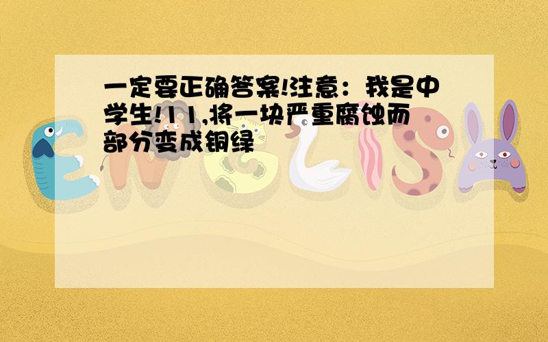 一定要正确答案!注意：我是中学生!11,将一块严重腐蚀而部分变成铜绿