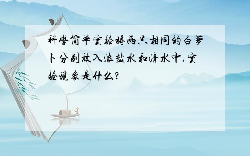 科学简单实验将两只相同的白萝卜分别放入浓盐水和清水中,实验现象是什么?